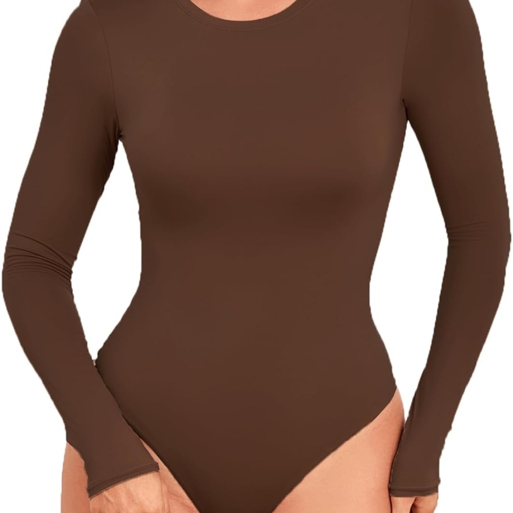 Fitted Chocolate Brown Long Sleeve Bodysuit